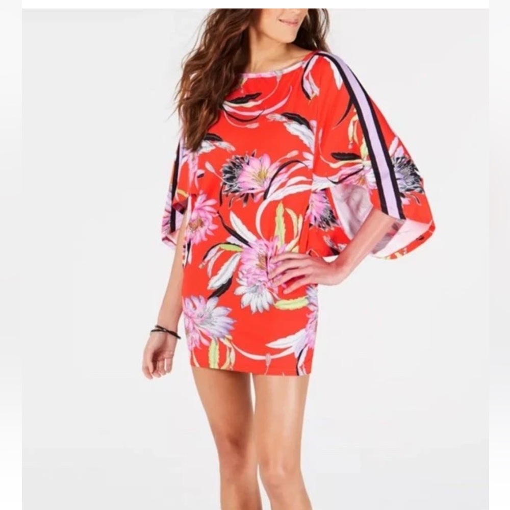 Trina Turk Shangri La Floral Tunic Size Large L Kimono Beach Coverup Mini Dress - Picture 2 of 6
